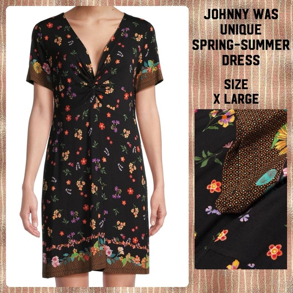 NWT Johnny Was Nani Twist Floral Front Swing Midi Dress Size X Large - Picture 2 of 11
